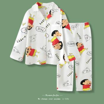蠟筆小新純棉女開衫情侶日系睡衣