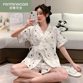 史努比睡衣女純棉月子日式和服
