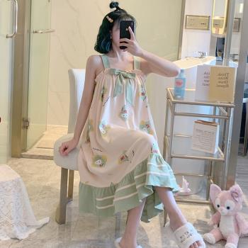 夏季吊帶睡裙睡衣女可愛青梨公主風寬松薄款2023年新款純棉居家服