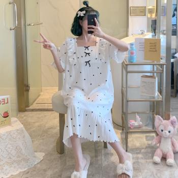 短袖睡裙睡衣女夏季愛心2023年新款可愛公主風甜美薄款寬松居家服