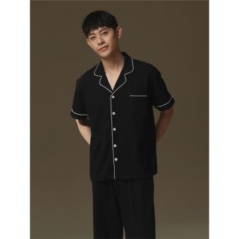 男純棉開衫翻領良品無印風睡衣