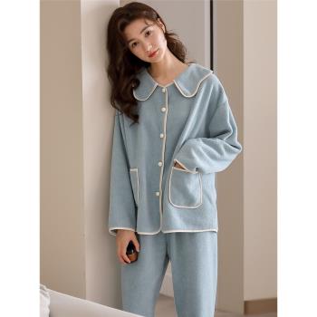 加厚秋冬款法蘭絨家居服睡衣