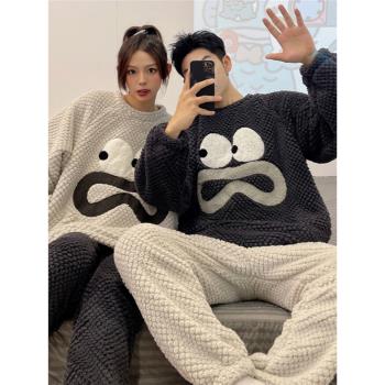 可愛情侶女法蘭絨保暖家居服睡衣