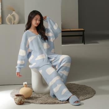 睡衣女冬季珊瑚絨可外穿加厚加絨2025年新款休閑保暖家居服套裝