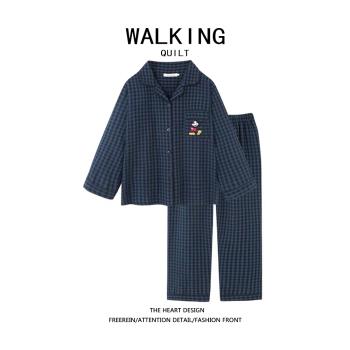 WALKING米奇日系格子女情侶睡衣