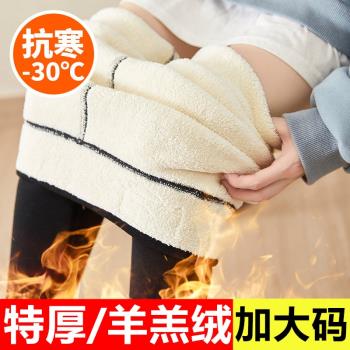 加肥加大胖mm250斤加絨加厚打底褲女秋冬特厚外穿保暖羊羔絨褲子