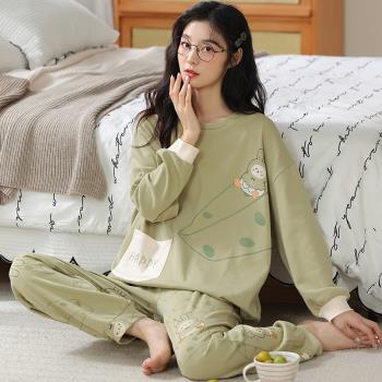 女長袖純棉卡通可外穿春秋款睡衣