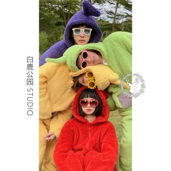 卡通連帽天線寶寶連體衣珊瑚絨睡衣女款冬季新款大碼家居服可外穿