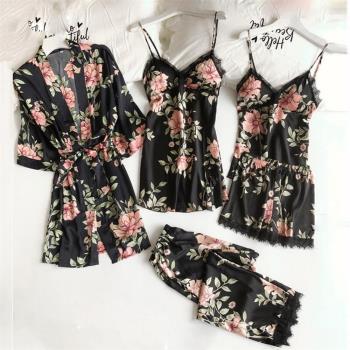 2022 Ladies Sling Five Piece Homewear Underwear Robe睡衣睡袍