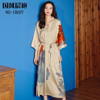 中國風女模擬絲綢媽媽寬松睡衣