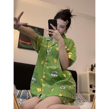 「鱷魚餅干」睡衣女夏季純棉2023年新款短袖薄款夏天可外穿家居服