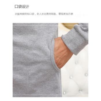 男士純棉單件秋衣加肥加大碼開衫上衣中老年帶兜開襟長袖爸爸線衣