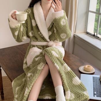 女長款加厚浴袍法蘭絨家居服睡衣