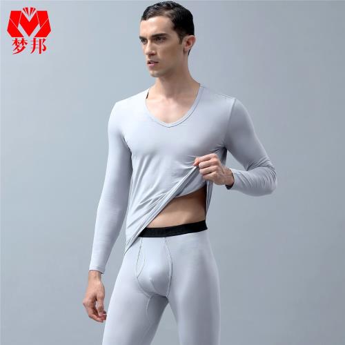 夢邦男士秋冬V領舒適保暖內衣莫代爾棉內衣秋褲秋衣男套裝