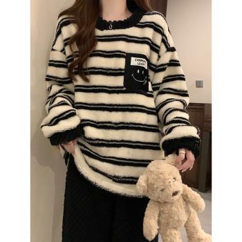 高階感珊瑚絨睡衣女士2023新款春秋冬季加厚法蘭絨家居服套裝冬款
