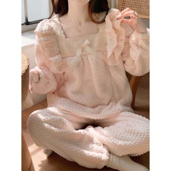2023年新款女春秋冬季法蘭絨睡衣