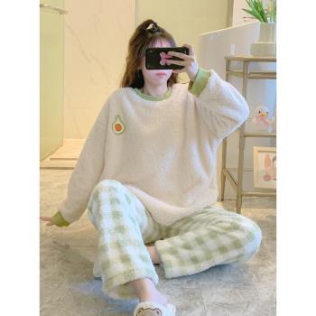 秋冬季女生小個子保暖法蘭絨睡衣