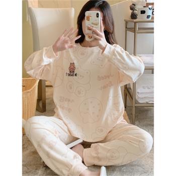 睡衣春秋季網紅女式長袖純棉休閑全棉可愛卡通女士冬天家居服套裝