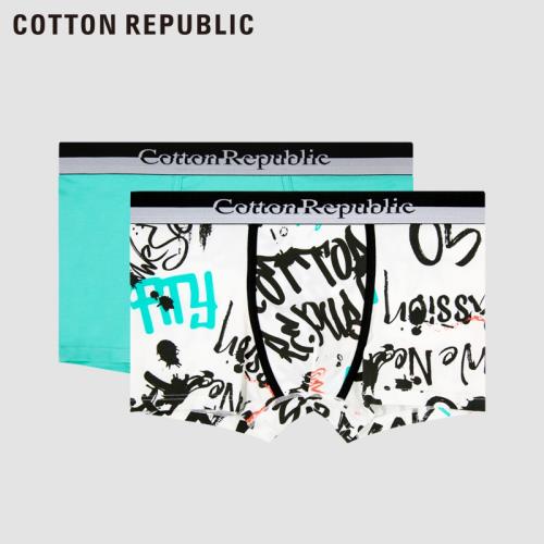 Cotton Republic/棉花共和國2022春夏新款男士棉質印花平角內褲