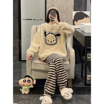珊瑚絨睡衣女秋冬季2025新款大碼可外穿帕恰狗法蘭絨春家居服套裝