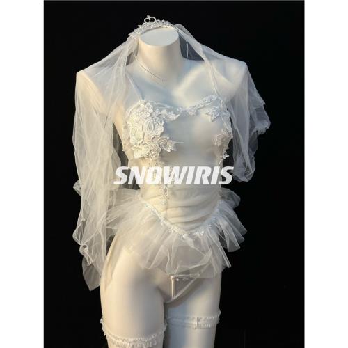 火燒島 性感內衣透紗蕾絲新娘蓬松裙