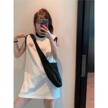清涼快夏天性感無袖純棉睡裙學生寬松辣妹炸街可外穿清新甜美睡衣
