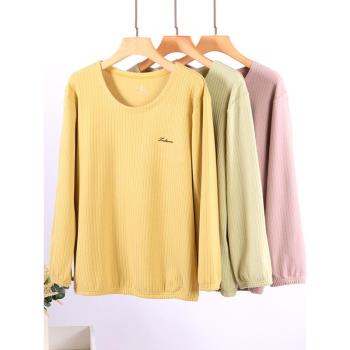 春秋男女德絨睡衣t恤衫家居服單件長袖薄絨起居寬松休閑打底冬季