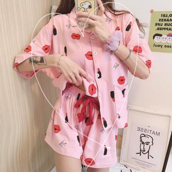 睡衣女夏季2025年新款兩件套短袖女夏薄款大碼純棉網紅爆款家居服