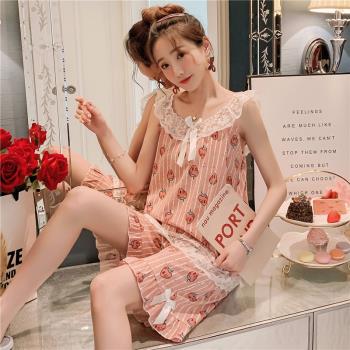 睡衣女夏薄款性感純棉吊帶夏季兩件套可愛套裝ins學生韓版2025新