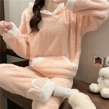 睡衣女2025年新款冬款小個子毛毛網紅爆款家居服套裝高階感珊瑚絨