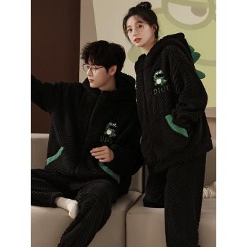 女款情侶連帽套裝法蘭絨男士睡衣