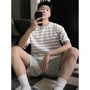 青少年睡衣男士夏季天純棉薄款學生男款男生可外穿套裝家居服夏款