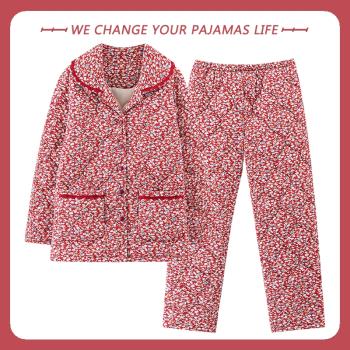 北極絨冬季夾棉睡衣女冬天純棉三層加厚保暖中年媽媽家居服兩件套