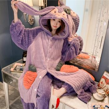 睡衣女冬款冬季2025年新款睡袍珊瑚絨加厚加絨法蘭絨網紅家居服冬