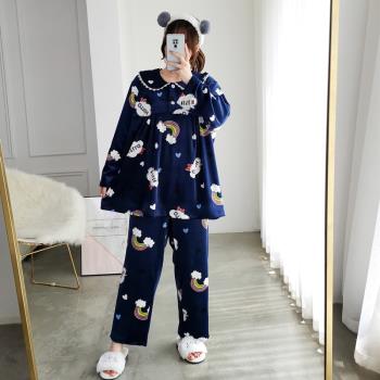 MM200彩虹女寬松保暖天鵝絨睡衣