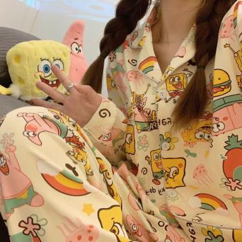 派大星女棉質海綿寶寶長袖睡衣