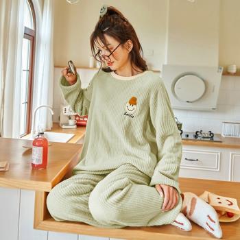 睡衣女冬款2025年新款珊瑚絨加厚加絨法蘭絨新款ins風冬季家居服