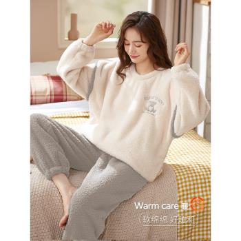 睡衣女款秋冬款珊瑚絨加絨加厚法蘭絨2025新款冬天韓版家居服冬季