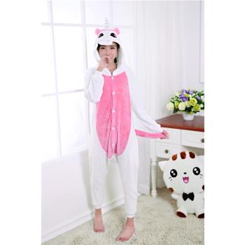 少女粉法蘭絨獨角獸演出服睡衣