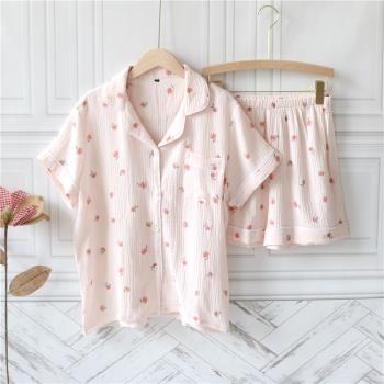 日系風女印花全棉休閑家居服睡衣