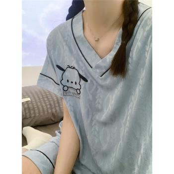 胖妹妹睡衣夏季薄款大碼200斤套頭夏天短袖短褲特大碼女款家居服
