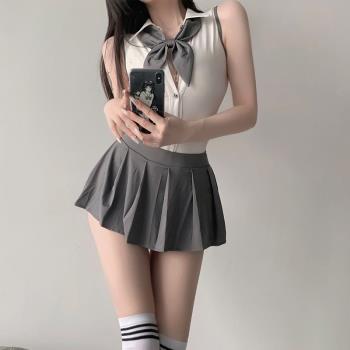 日系死水庫可愛學院風jk制服cosplay水手服露背性感連體衣套裝cos