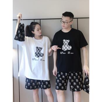 網紅ins潮女純棉200斤情侶睡衣