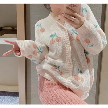 網紅軟綿綿刺繡櫻桃女睡衣套裝