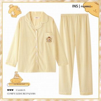 2025年新款睡衣女春秋季純棉可愛網紅風布丁狗長袖大碼家居服夏天