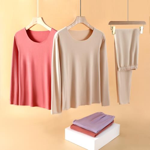 大碼德絨秋冬加絨加厚保暖套裝無痕內搭雙面絨秋衣秋褲女士兩件套