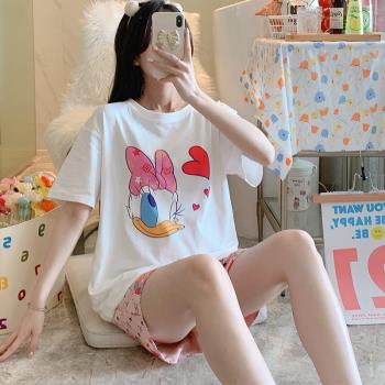 睡衣女夏季純棉短袖可愛鴨子2021年新款夏天學生兩件套家居服套裝