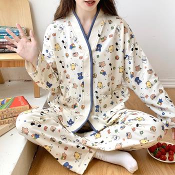 北極絨睡衣女士春秋季長袖長褲純棉大碼可外穿夏天家居服兩件套裝