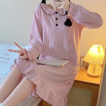 少女純棉春秋季甜美娃娃領睡裙