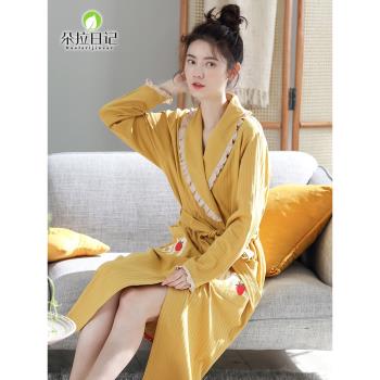 女春秋長袖可愛日系睡袍